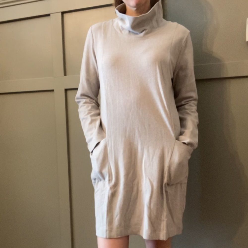 J. Jill Pure Jill Soft Touch Cotton Cowl Neck Sweatshirt Dress Size Medium